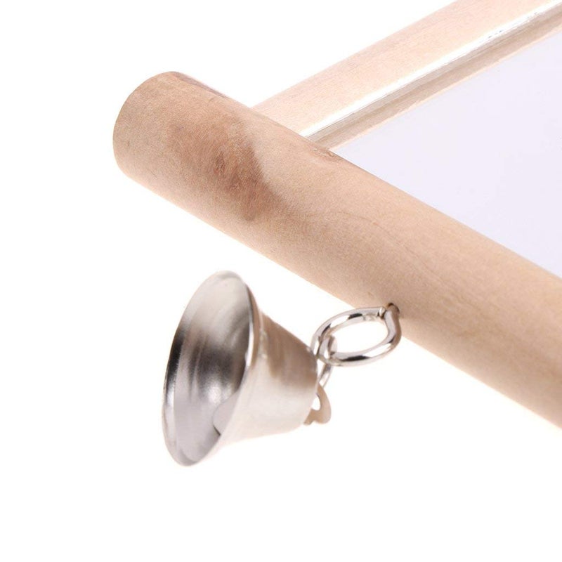 Litewoo Bird Mirror Wooden Hanging Swing Interactive Play Toys for Small Parrot Budgies Macaw African Grey Parakeet Cockatiel Conure Lovebird Cage Accessories (Bird Mirror with Bell-ONE) - Image 5